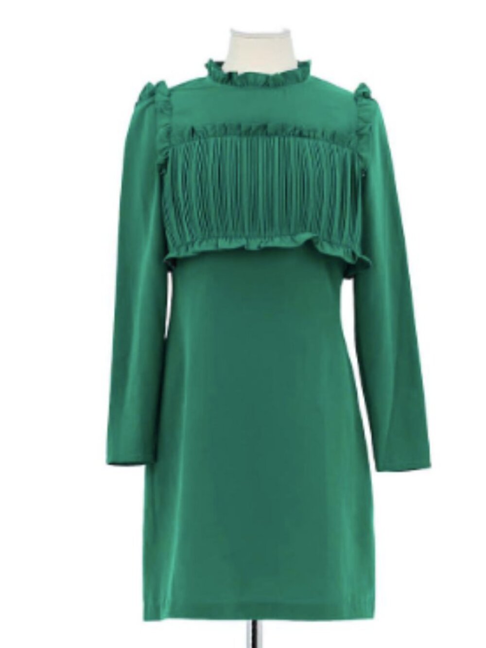 Maje Green Ruffled Dress